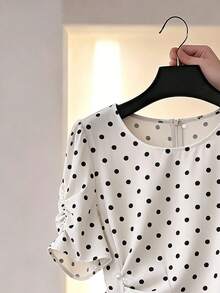 Blusa elegante de mujer con diseño asimétrico y cuello redondo - Blanco 2 - Ver 4