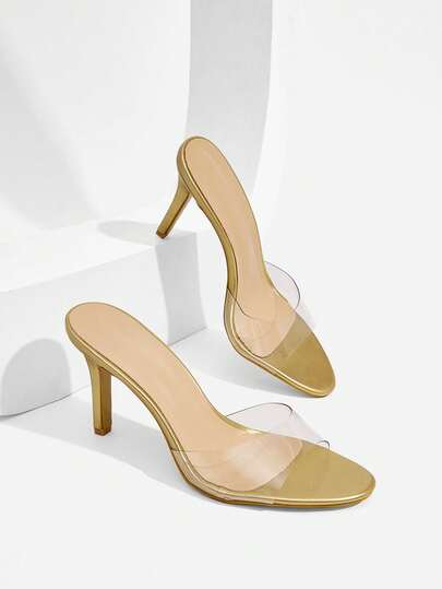 CUCCOO SZL Zapatos de mujer para primavera y verano, con tiras transparentes y finas, estilo de tacón de aguja abierto, sandalias de tacón alto de cuero patentado brillante de estilo simple para citas, ir al trabajo, compras, banquetes, fiestas, vacaciones y regalos