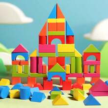 MINKOJA MINKOJA Um Conjunto de Blocos de Construção Educacionais de Partículas Grandes em Caixa Colorida de Madeira com 82 Peças - Aprendizado Inicial para Reconhecimento de Cores e Formas, Cultivo da Criatividade e Habilidades Práticas, Exercício de Pensamento Lógico Espacial, Brinquedo de Aprendizagem Montessori, Blocos de Construção para Educação STEM. Inclui 82 Blocos de Formas. Perfeito para Natal, Páscoa, Halloween. Presente de Aniversário Ideal para Meninos e Meninas. Brinquedo de Madeira - Multicolorido - Visão 10