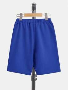 SHEIN Tween Boys Printed Short Sleeve T-Shirt & Shorts 2 Pieces Set - Royal Blue - View 6
