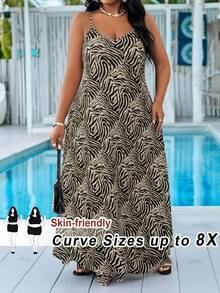 SHEIN CURVE+ Plus Size Black Dress, Basic Sleeveless Summer Dress - Multicolor - View 8
