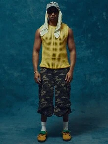 Musero Áo tank top dệt kim ôm sát, cổ tròn, viền dày, không tay, kiểu móc len, thích hợp cho mùa xuân hè và các dịp lễ hội. - Màu vàng - Xem 3