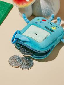 ADVENTURE TIME X SHEIN 1個可愛卡通零錢包，立體造型，可裝硬幣、卡片、鑰匙和其他用品，可掛在包包上，BMO - 綠色 - 查看 5