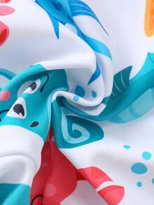 Cozy Pixies Young Boys Elastic Waist Drawstring Casual Cute Cartoon Print Summer Beach Swim Trunks - Multicolor - View 6
