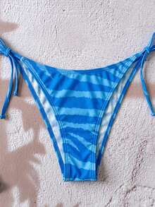 Swim Vcay 女款夏季海灘斑馬紋掛脖綁帶性感比基尼泳衣套裝 2026 新款女裝泳衣，適合學校、度假、約會、下午茶、西式、郵輪、海灘、島嶼、公路旅行、四季、音樂節、波希米亞度假、波希米亞風度假、愜意秋季、西式波希米亞、優雅女上衣 - 彩色 - 查看 6
