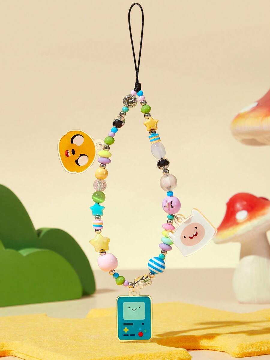 ADVENTURE TIME X SHEIN Stylish And Cute Cartoon Dog Acrylic Handmade Beaded Mobile Phone Chain Mobile Phone Lanyard Mobile Phone Pendant - Multicolor - View 1