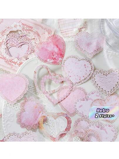 1pc Lace Light Shadow Series Hollow Border Card Pack, Vintage Decorative Paper Cards, Non-Sticky Scrapbooking Journal Embellishments For DIY Crafts