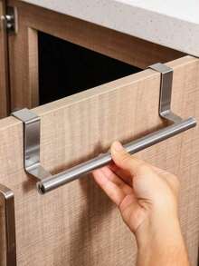 1 Buah Gantungan Handuk Stainless Steel Anti Karat - Pemasangan di Dinding Tanpa Pengeboran, Gaya Modern, Sempurna untuk Pintu Kamar Mandi atau Penyimpanan di Lemari - Perak - View 4