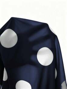 Elenzga Plus Size Women Classic Polka Dot Print Layered Ruffle Off-Shoulder Blouse - Navy Blue - View 3