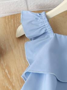 Genkimix Kids Girls (Small) Ruffle Layered Casual Long Pants, Suitable For Vacation, Summer - Blue - View 4