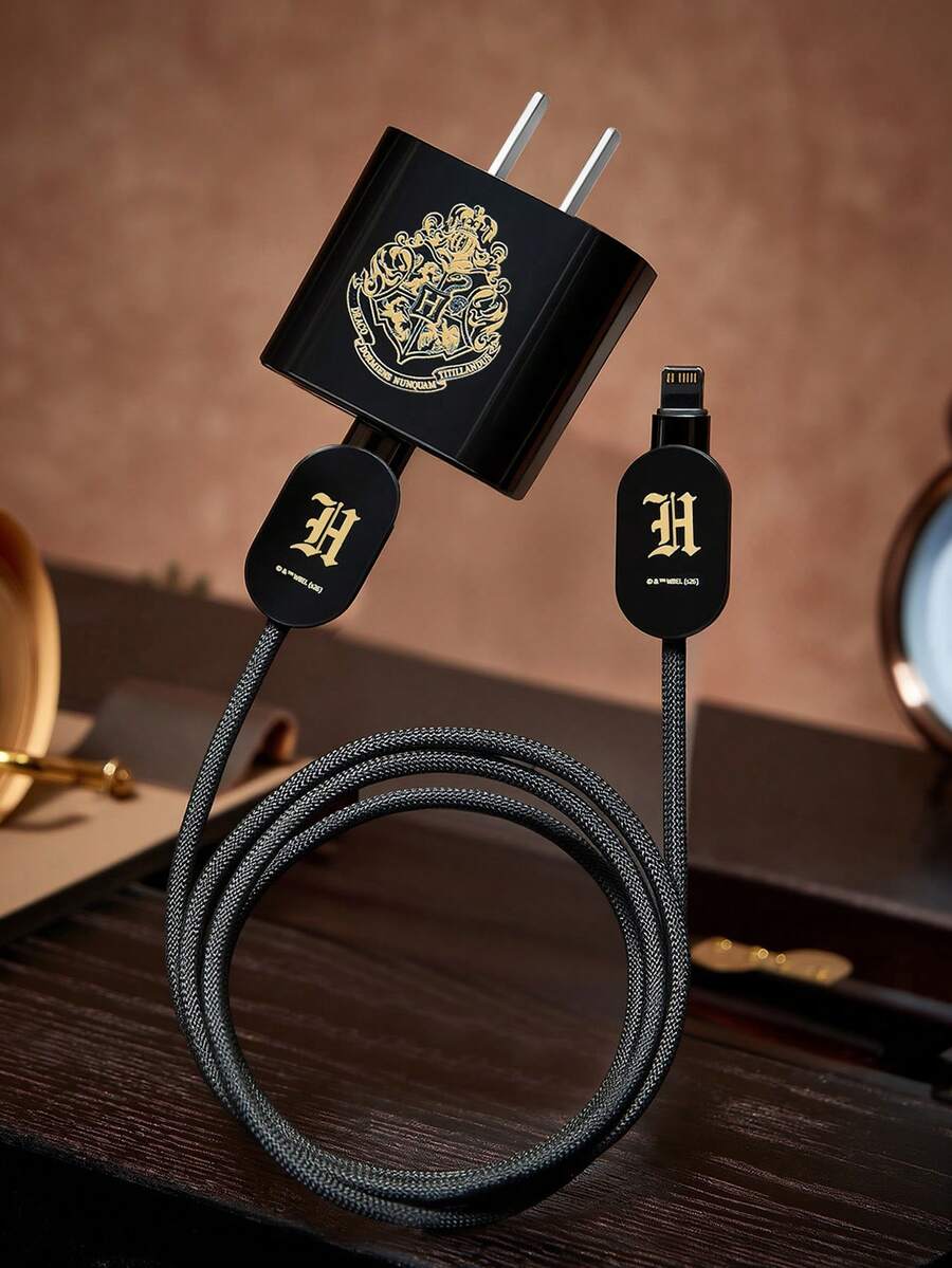 HARRY POTTER X SHEIN 3 Pcs Data Line Protectors, Suitable For IPhone Chargers, Charger Protectors (Excluding Data Lines) - Black - View 1