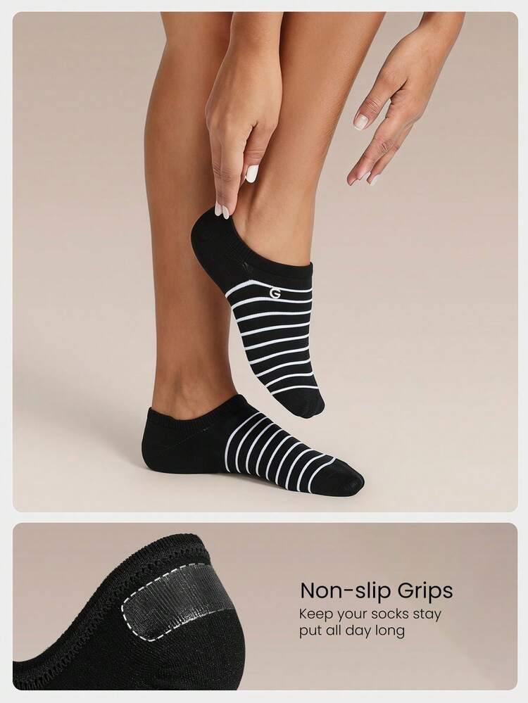 3 Pairs Invisible No-Show Socks Walk A Mile Soft Grip Daily Studio Workout Gym