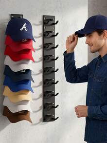 2 Pieces Baseball Cap Storage Rack, Strong Adhesive Wall-Mounted Hat Stand, Multi-Layer Hat Storage Display Stand, Wall-Mounted Hat Hooks For Hanging Multiple Hats, Suitable For Wardrobe Doors And Bedrooms, Keeps Hats Neat And Wrinkle-Free, Perfect As Gifts For Various Occasions, 1/2 Pieces - Multicolor - View 4