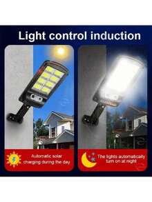 Paweinuo Ultra-Bright 320 LED Solar Street Light With Remote Control - Motion Sensor Wall & Garden Light For Outdoor Lawns And Pathways, ABS Construction - Black - View 2