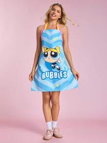 THE POWERPUFF GIRLS X SHEIN 1 PC  The Powerpuff  Girls  Apron, For Bake & Kitchen, Cleaning, Gifts - Baby Blue - View 4