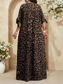 SHEIN Lady 假日连衣裙 大码白色短袖女式睡袍 宽松垂坠假日新娘送礼会礼服 沙滩女式高挑长款修身连衣裙 - 彩色 - 查看 2