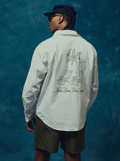 Musero Large Back Artwork Style Print Oversized Long Sleved Shirt Spring/Summer Essentials