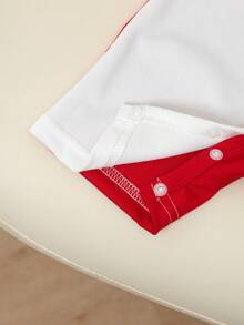 Souflis Souflis 幼童男童白色夏季休閒度假日 Polo 連身褲，刺繡 Polo 馬標誌、多色領口與鈕扣開合，適用 3 個月至 3 歲 - 彩色 - 查看 4