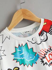 SHEIN Tween Boy Letter Graphic Top - Multicolor - View 5