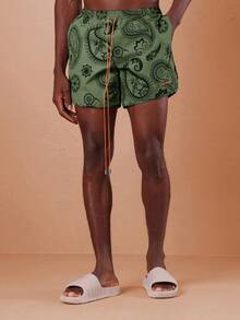 SUMWON Paisley-Muster Schnelltrocknende Badeshorts St. Patricks Day Strand Badehose Irisches Thema Sommer Schwimm Board Shorts mit elastischem Bund Glücksbringer Tragen - Grün - Übersicht 4