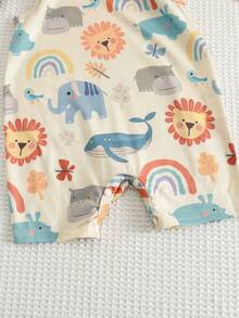 SHEIN Bộ 3 món áo liền quần cho bé trai/bé gái/unisex họa tiết hoạt hình và kẻ sọc dễ thương, áo liền quần cơ bản mùa hè, áo liền thân cho trẻ sơ sinh. - Nhiều màu - Xem 5