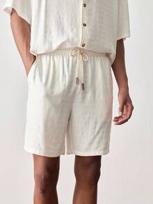 SWAVVY Men's Casual Short Sleeve Shirt & Shorts Set - Apricot - View 4