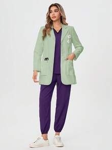 TaskEZ 女士现代经典版型白色 Modernist 35 英寸三口袋弹力实验服护士服工作服制服 - 綠色 - 查看 5