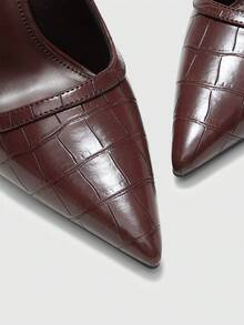 CUCCOO BIZCHIC Point-Toed Stilettos, Metal Buckles, Workplace Commuting Dating Slim Heels - F54 coffee color - View 7