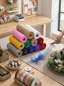 10Yards,10Inch Wide Flash Mesh Yarn Roll, Christmas Decor Mesh Metallic Foil Decorative Mesh Ribbon For Christmas Tree, Wreaths Golden Silk Mesh Yarn Festival Arrangement Supplies Diy Clothing And Skirt Accessories Crafts Wrapping Supplies For Lenten Decorations, Valentine's Day Gift Making,Newyears Decoration(Various Colors Available) - Multicolor - View 10