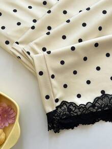 Elamini Quần ống rộng dệt kim chấm bi cạp siêu thấp mùa hè, quần dài đa năng tối giản, phù hợp cho mặc ở nhà, đi học và đi nghỉ mát. - Màu vàng - Xem 5
