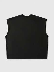 ROMWE MEN Street Life Men's Printed Rivet Loose Tank Top - Black - View 3