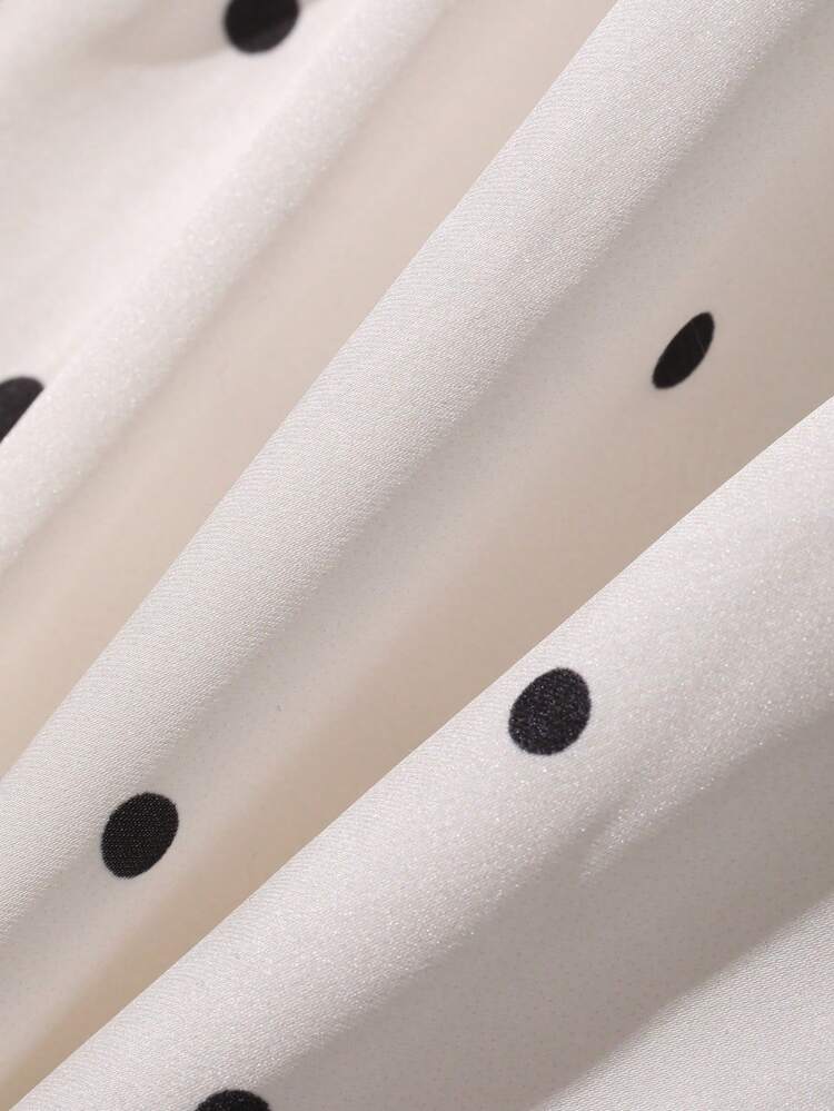 Women's Polka Dot Peter Pan Collar Short Sleeve 2 Pieces Set