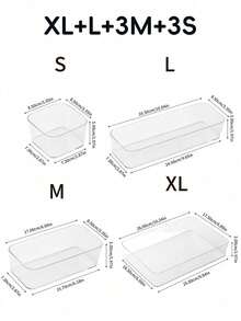 Caja de almacenamiento de cosméticos de escritorio, juego de organización de cajones de plástico transparente, caja de almacenamiento de tocador transparente, caja de almacenamiento exquisita, caja de partición de cajón de escritorio y caja de almacenamiento, adecuada para cosméticos, joyas, herramientas pequeñas en la cocina, el dormitorio, el baño, la oficina, la decoración del cajón del escritorio para fiestas - transparente - Ver 26