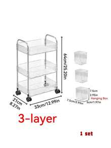 1 Household Transparent Movable Cosmetic Cart Storage Rack, Large Capacity Multi-Functional Bathroom Accessories Display Stand - Multicolor - View 12
