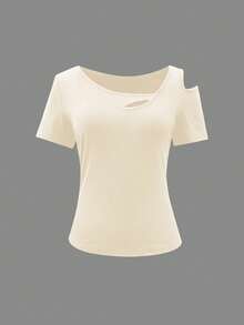 EMERY ROSE Camiseta de mujer de algodón estilo Y2K, nueva llegada de primavera/verano - Albaricoque - Ver 3
