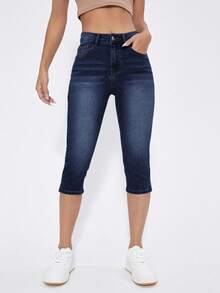 Selenza Quần lửng denim bó sát, co giãn, thời trang dành cho nữ, thích hợp cho mùa hè. - Màu xanh lam - Xem 5