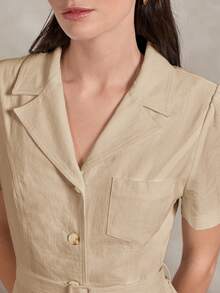 Briarwyn Women's Fashion Solid Color Single-Breasted Waist Belt Long Dress - Khaki - View 2