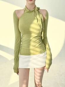 DAZY Women Solid Color Low-Waist Super Short Mini Skirt Summer,Pencil Skirt Low Rise - White - View 7