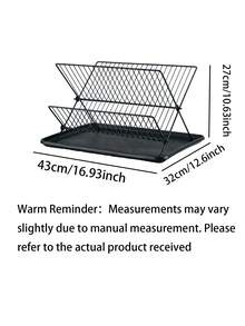 1pc Foldable 2-Tier Metal Kitchen Dish Rack, High Capacity With Removable Drip Tray, Ideal For Small Kitchens, Apartments, Dorms, RVs, For Storing And Drying Plates, Bowls, Cups,  Great For Daily Cooking, Post-Meal Cleaning, Holiday Gatherings, - View 8