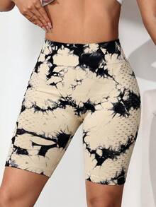 SHEIN Unity Seamless Yoga Leggings/Tie-Dye Craftsmanship/High Waist Tummy Control Lift Butt/Comfortable/Versatile/Moisture Wicking/Fitness Workout/Outdoor Running - Khaki - View 5