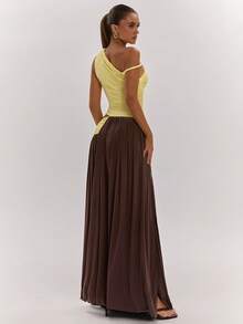 SHEIN BAE Vestido de moda con pliegues de color contrastante, bajo asimétrico y abertura lateral - Multicolor - Ver 5
