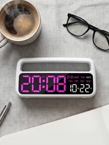 1 Pieza Reloj Despertador Digital LED con Luz Nocturna de Mesita, Doble Alarma, Pantalla de Fecha y Día, Función DST, Brillo Ajustable, Reloj de Escritorio Moderno para Dormitorio Decoración del Hogar - Multicolor - Ver 6