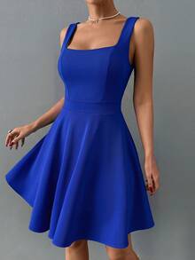 EURMUSE Women's Ruched Asymmetrical Hem Dress - Royal Blue - View 6