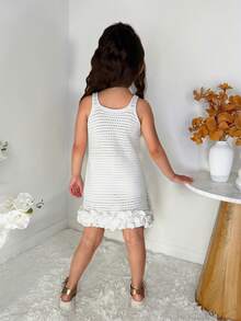 Váy đi nghỉ mát dễ thương móc len cho bé gái - trắng - Xem 2