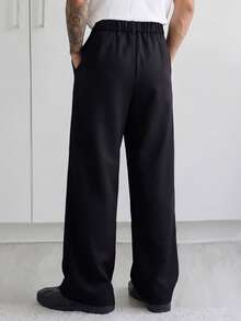HUEFORM Men's Black Loose Pleated Casual Pants With Draping Effect - Black - View 2