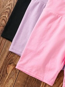 SHEIN LMoss Kids 3件套少女纯色针织打底裤套装 - 彩色 - 查看 5