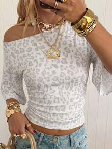 SHEIN EZwear Áo thun dệt kim họa tiết da báo trắng tối giản phong cách retro dành cho nữ, phù hợp cho trang phục thường ngày, áo mùa hè, thích hợp đi làm, hẹn hò, tụ họp, mùa thu/đông/hè, Giáng sinh, Năm mới, Lễ Tạ ơn, tiệc tùng, đám cưới, bãi biển, lễ tốt nghiệp, thời trang, thanh lịch, thường ngày, đi chơi, hẹn hò, đặt chỗ, đi làm, sáng bóng, Ngày lễ tình nhân, sang trọng, kỳ nghỉ, thường ngày, Y2K, đi chơi, lễ tốt nghiệp, v.v. - Nhiều màu - Xem 3