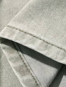DAZY Quần yếm denim nữ có túi cài nút, kiểu dáng thường ngày. - xanh quân đội - Xem 3