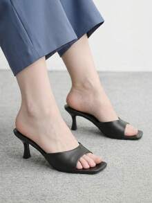 CUCCOO BIZCHIC Giày sandal cao gót hở mũi đa năng dành cho nữ, thích hợp mang hàng ngày hoặc vào dịp Lễ Tình nhân. - Đêm đen - Xem 4