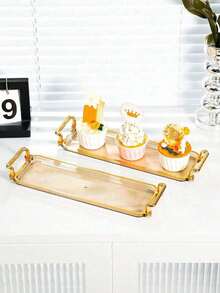 2pcs, Plastic Tray, Household Table Tray, Dim Sum Tray, Candy Simple Tray - Clear - View 9